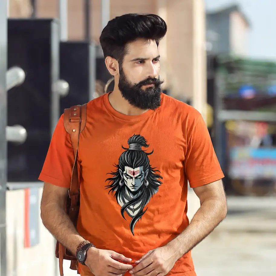 Lord Shiva T-Shirt – Men’s Sky Blue Cotton DTG Printed Tee