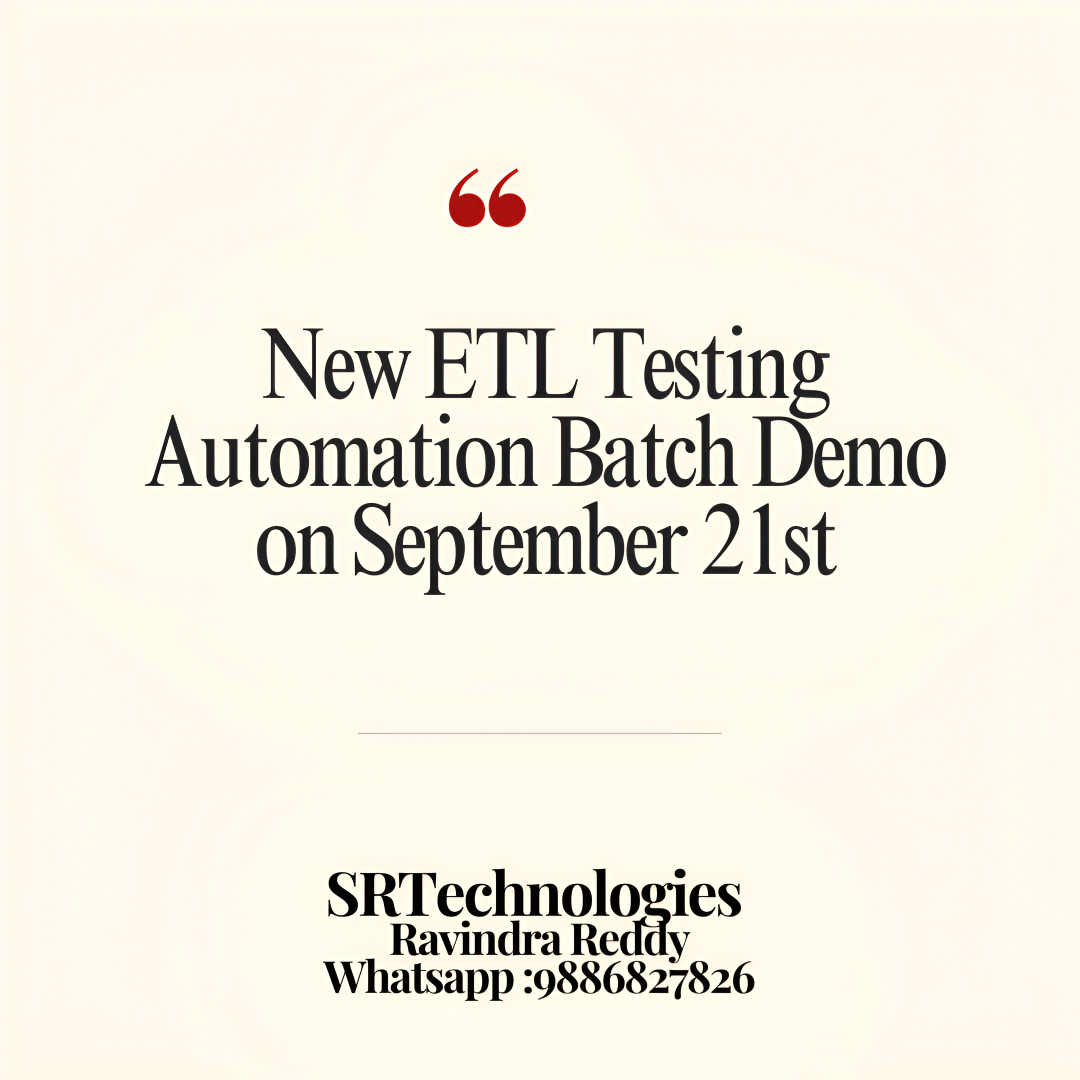 Post from SRTechnologies Ravindra Reddy