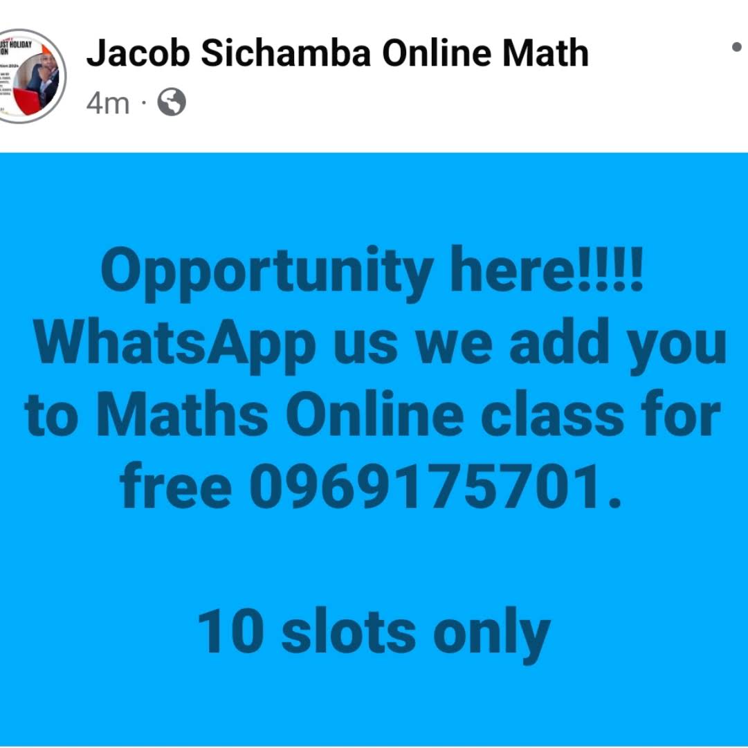 Post from Jacob Sichamba Online Math