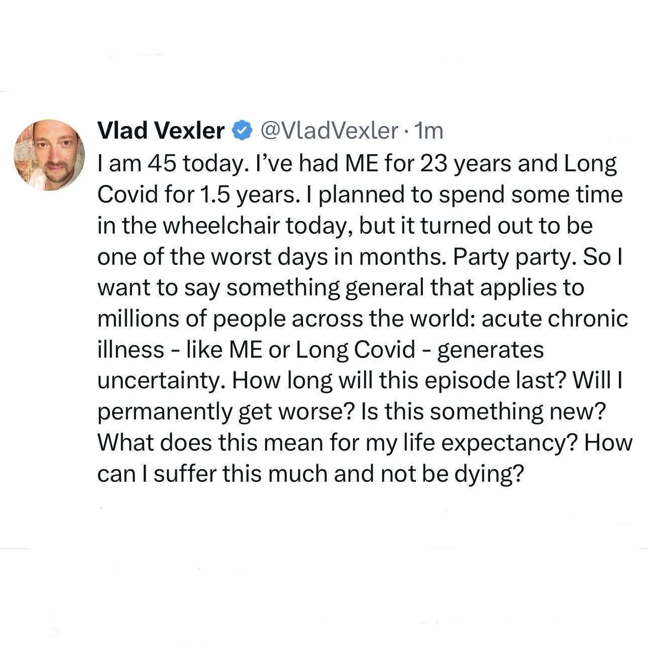 Post from Vlad Vexler ME Diary