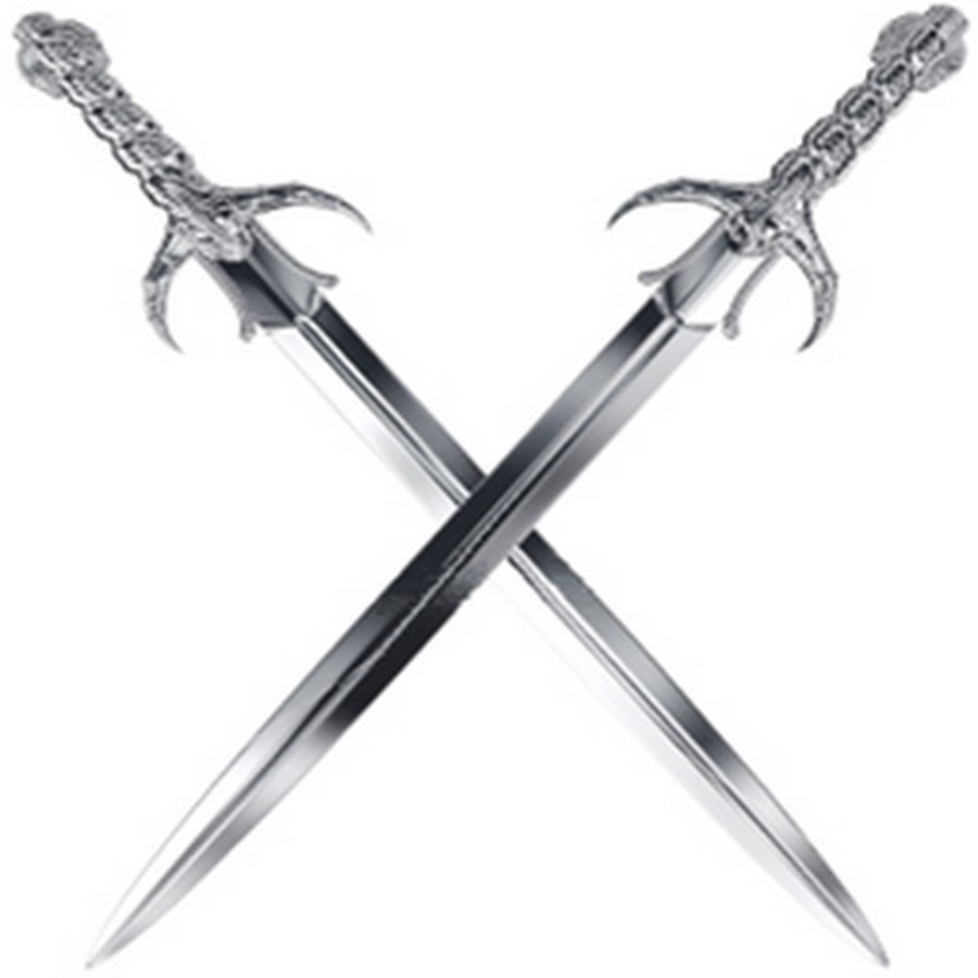 Перекрещенные мечи. Скрещенные клинки. Два скрещенные катаны. Геральдический меч. Скрещенные кинжалы.