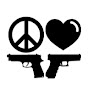 Peace, Love and Guns logo