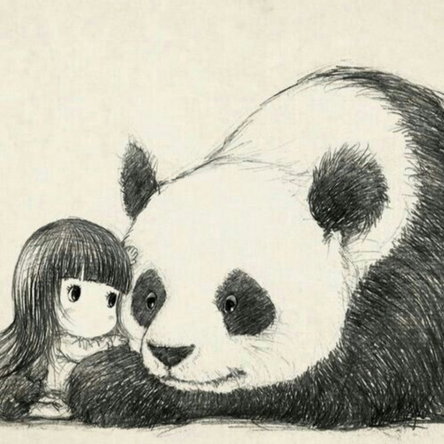 Панды обнимаются рисунок