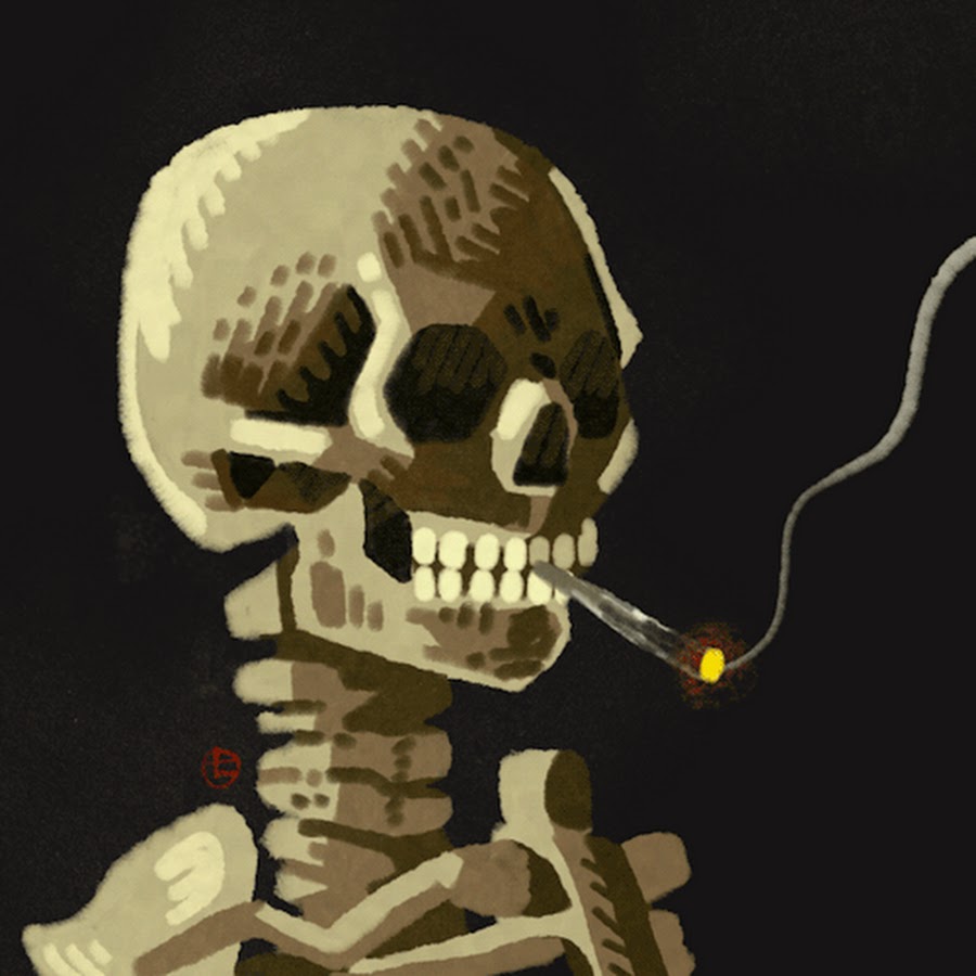 Картина ван гог скелет с сигаретой