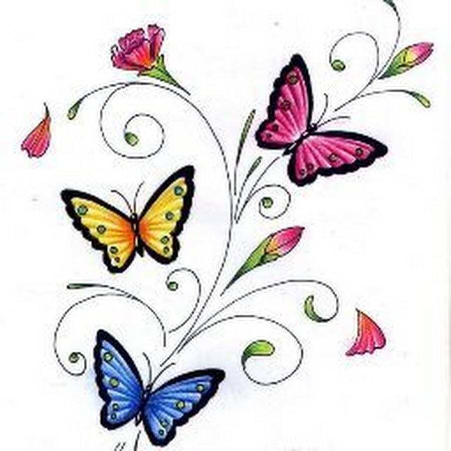 Красивые рисунки цветов и бабочек
