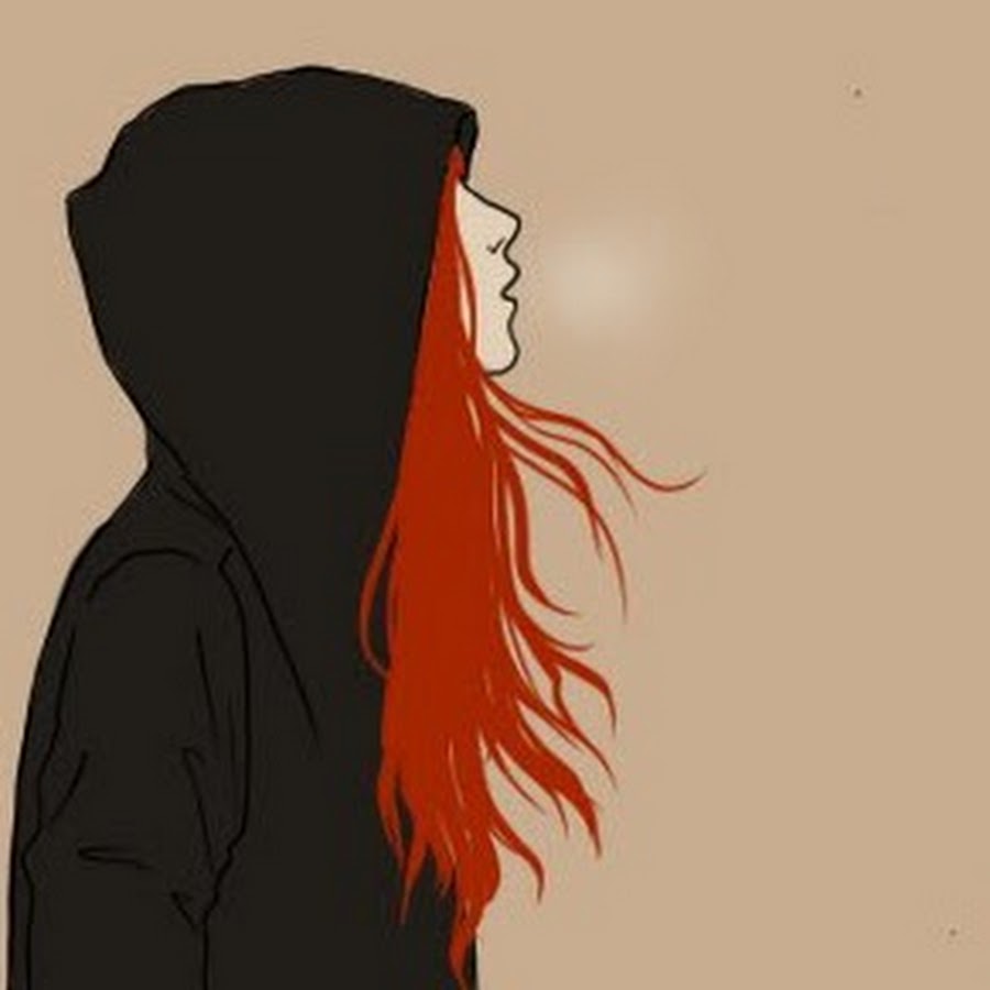 Рыжая девушка со спины рисунок