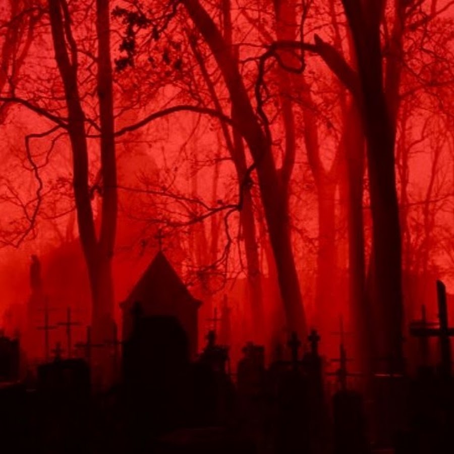 Кладбище мрачное красное