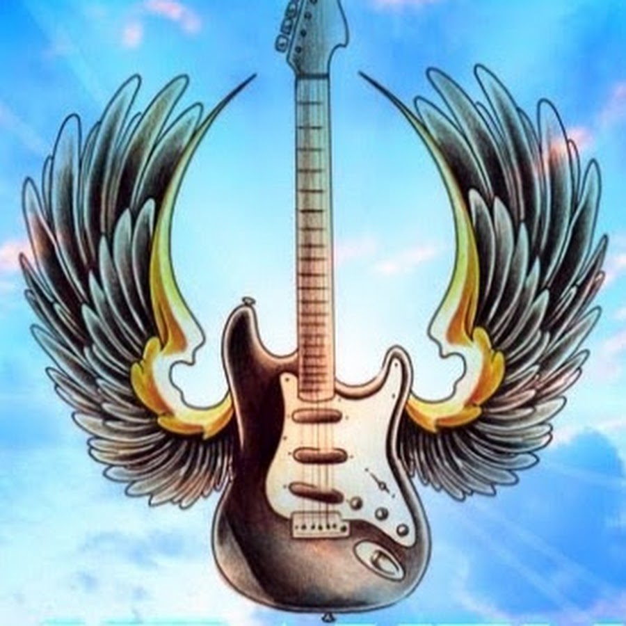 Гитара с крыльями рисунок
