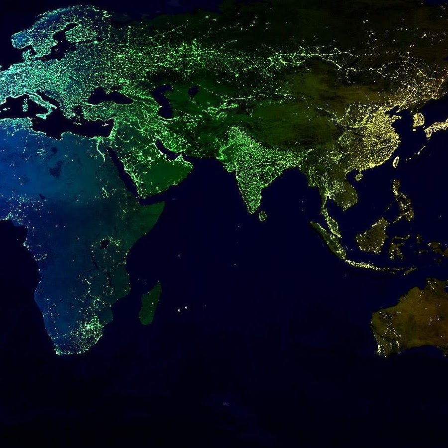 Карта мира ночью с космоса