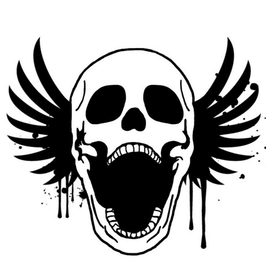 Череп с открытым ртом эскиз