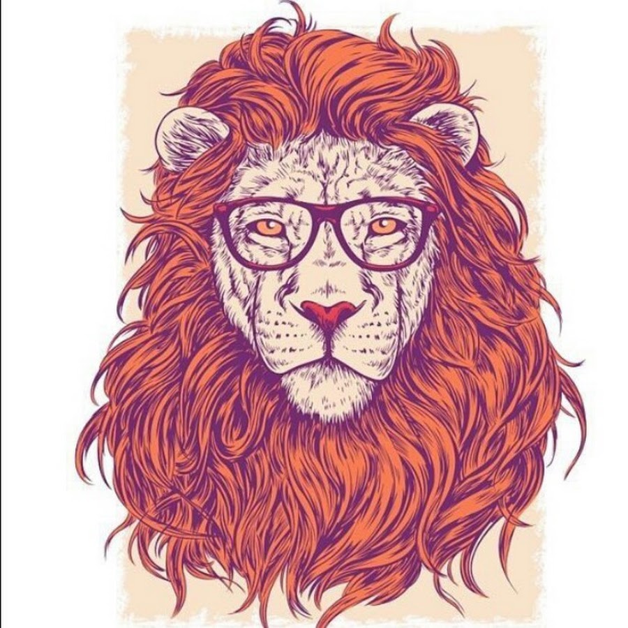 Лев в очках рисунок