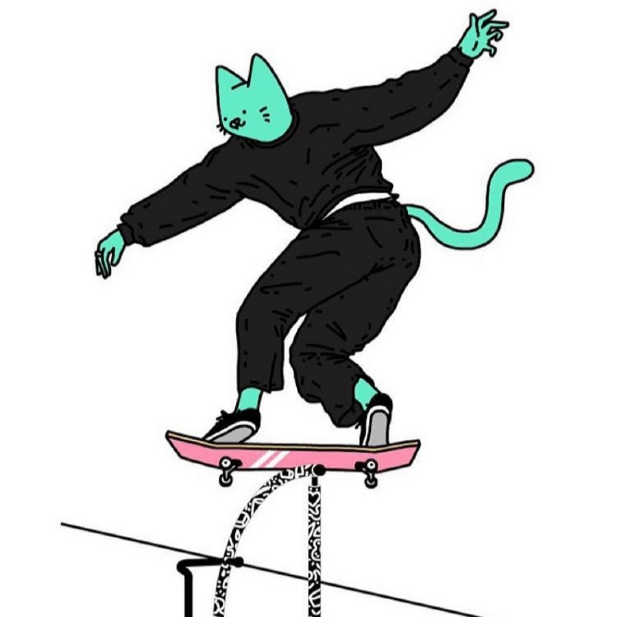 Котик на скейте рисунок