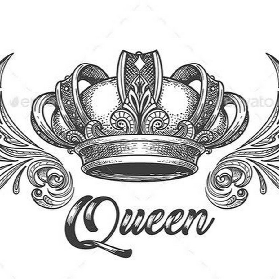 Эскиз тату Queen с короной