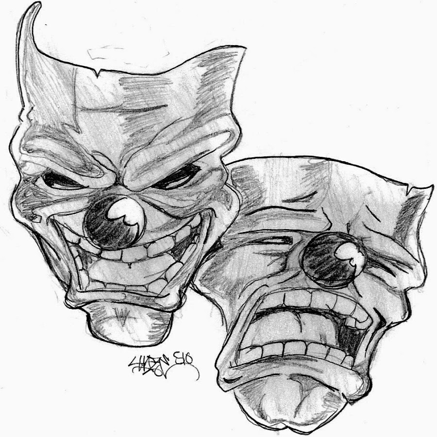 Эскиз тату злой клоун