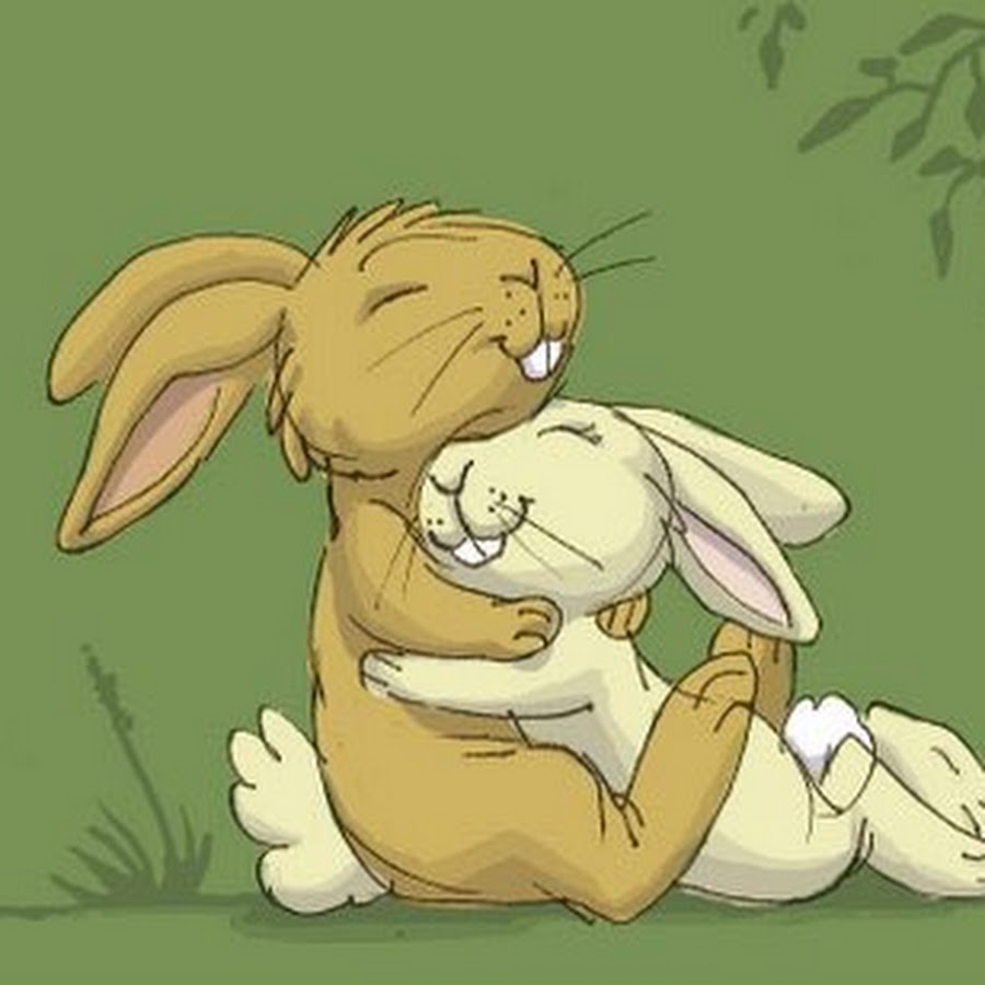 Два зайчика обнимаются рисунок