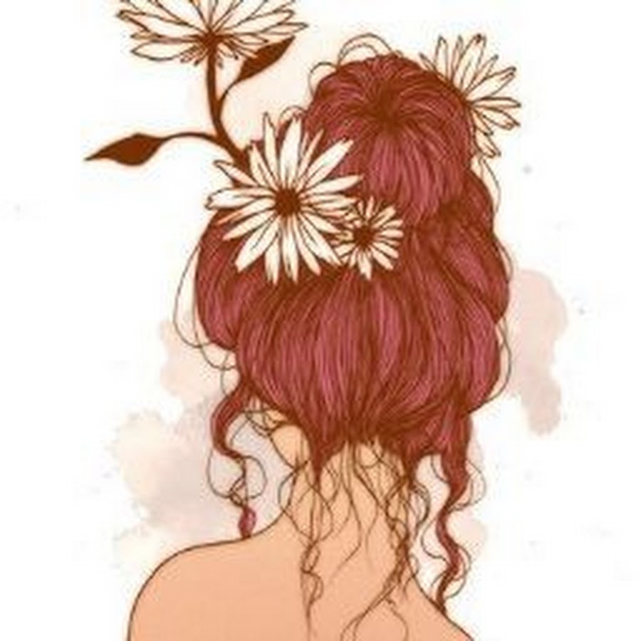 Девушка рыжая рисунок со спины