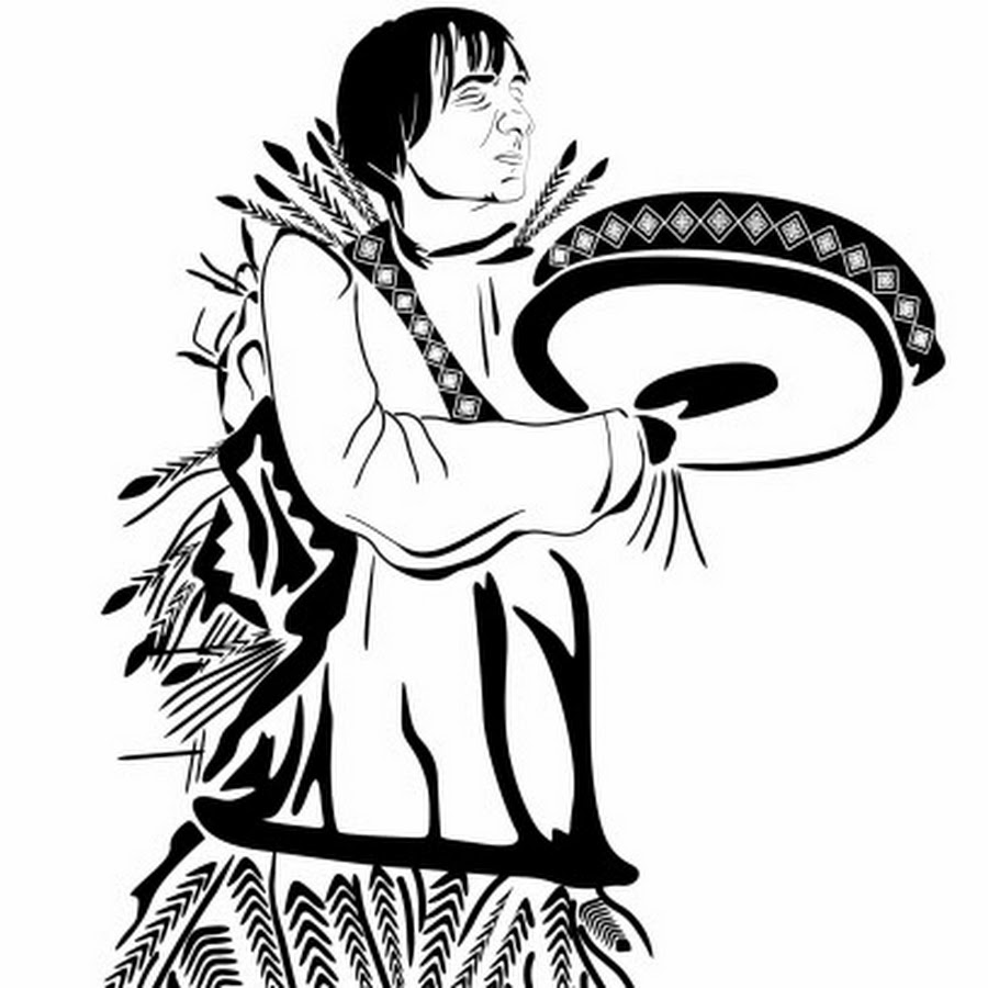 Рисунок шамана с бубном