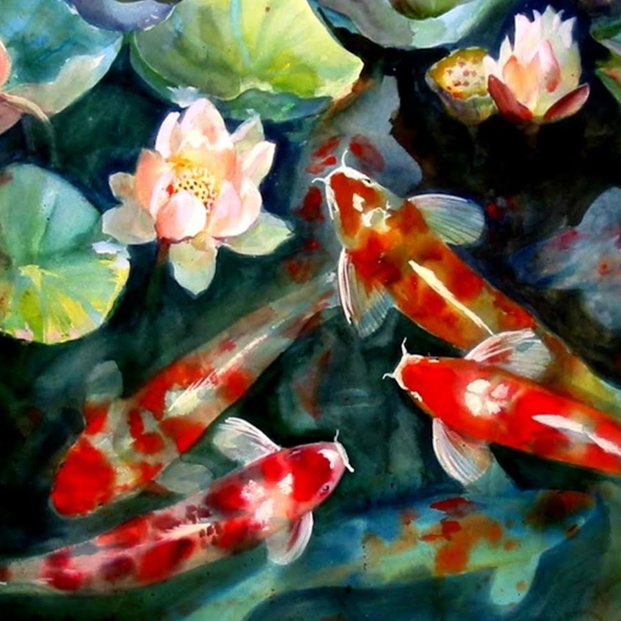 Терри гилекси картины кои. Рыбы в пруду акварель. Японские карпы витраж. Австралийский карп. Рыба пастелью.