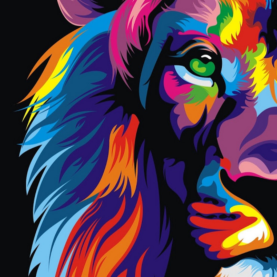 Лев разноцветный рисунок