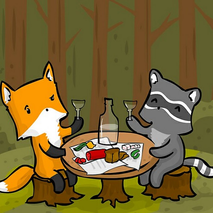 Енот и лиса картинки