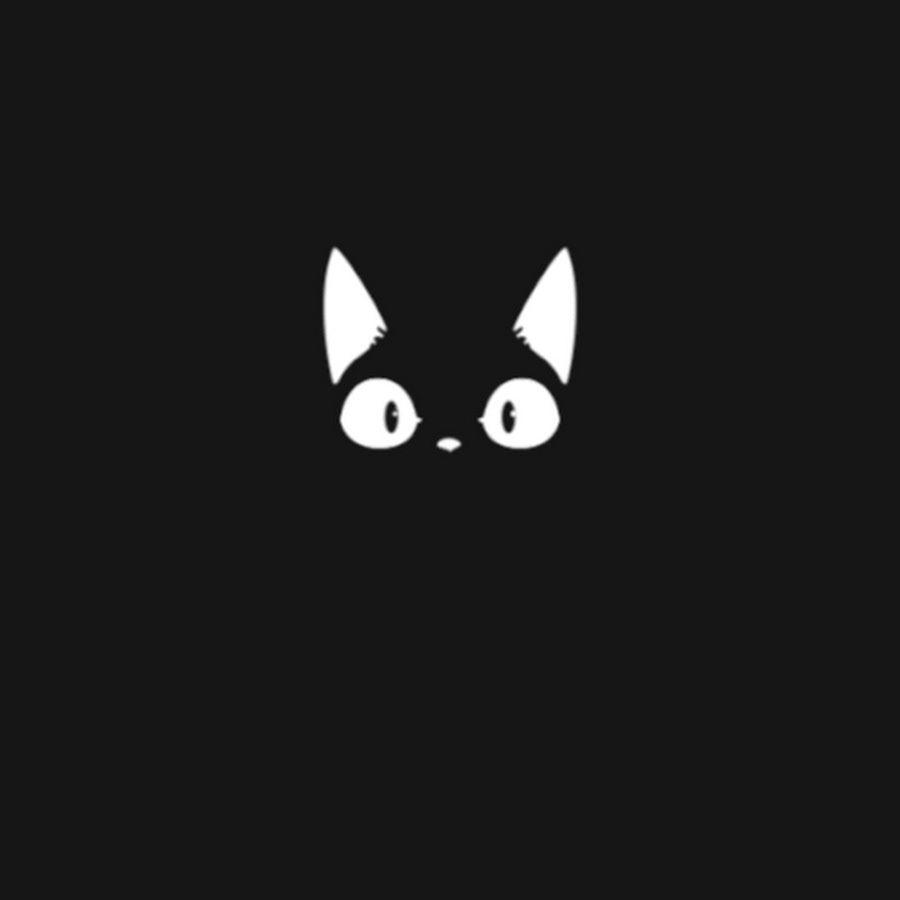 Белый котик рисунок на черном фоне