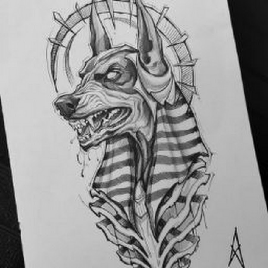 Тату анубис на икре мужские эскизы