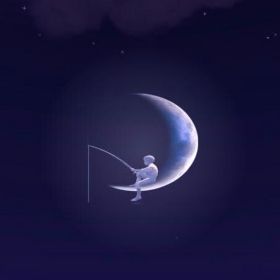 Мальчик с удочкой на луне рисунок