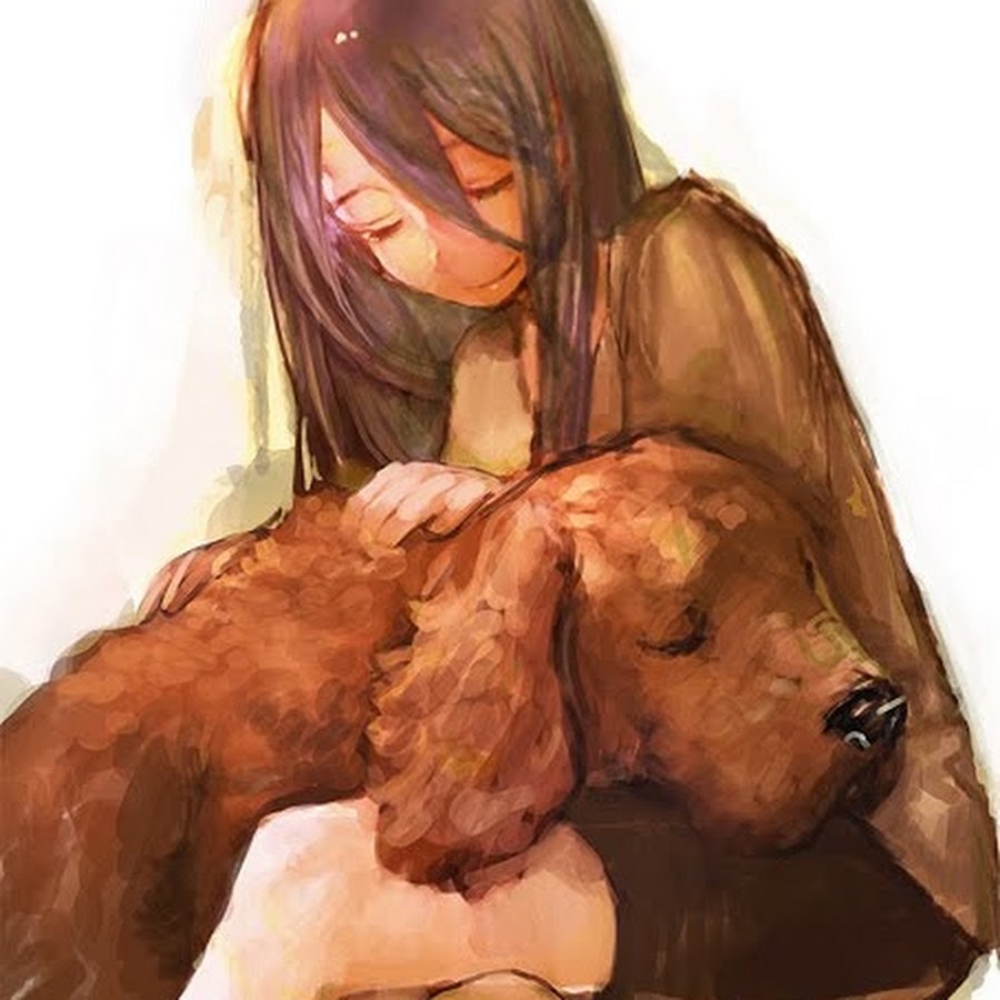 Сон плачущая собака. Девушка с псом арт. Девушка с собакой арты.