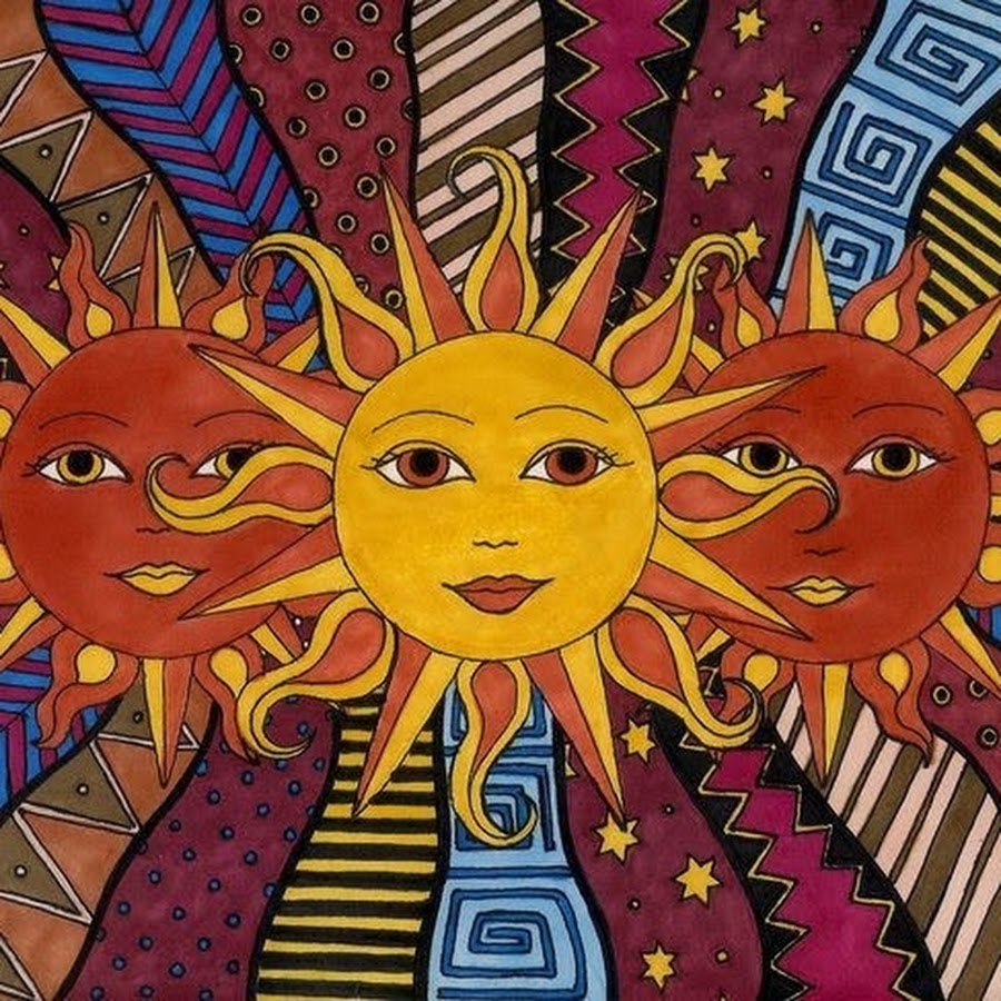 Хиппи живопись солнце и Луна