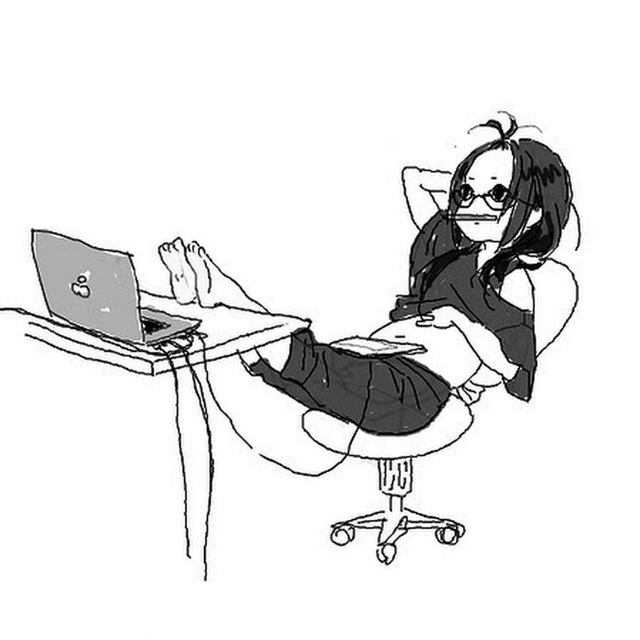 Девушка за компом рисунок