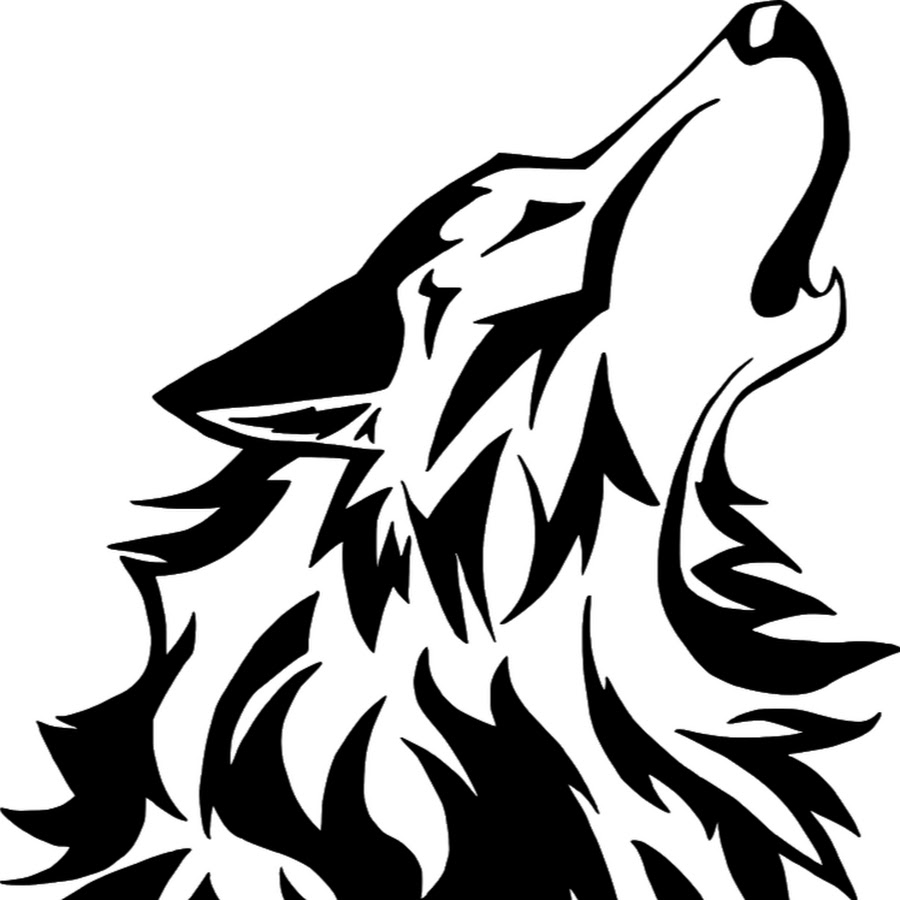 Черно белый векторный рисунок волка