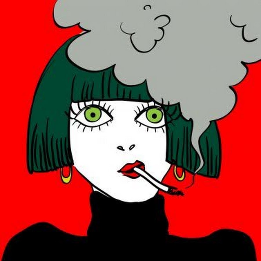 Мультяшная девушка с сигаретой