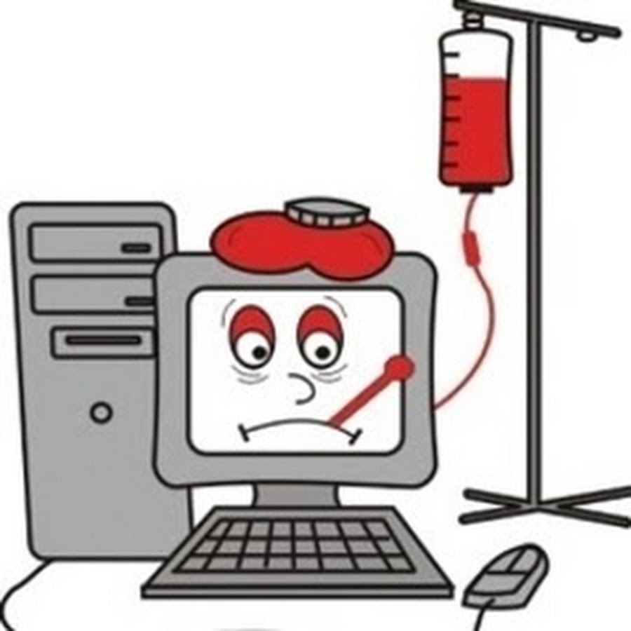 Ноутбук с градусником. Sick Computer Server cartoon.
