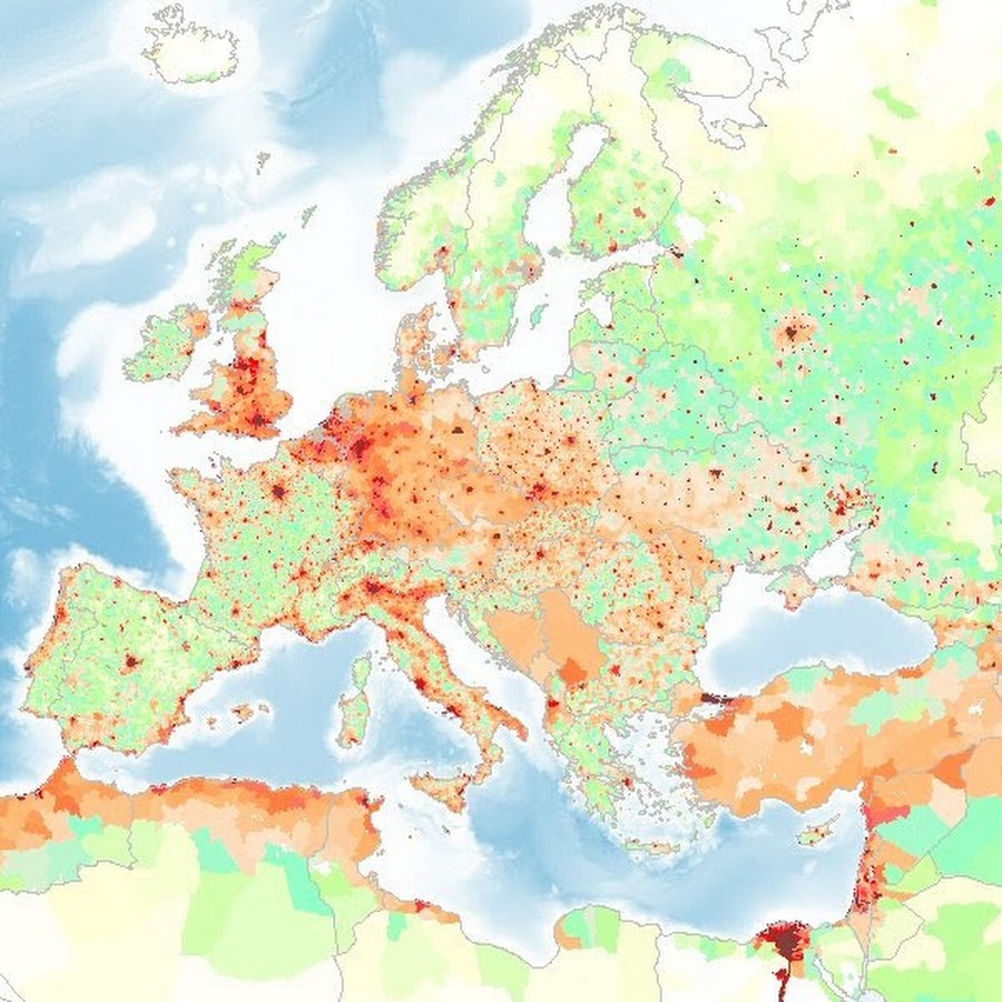 Карта плотности населения европы