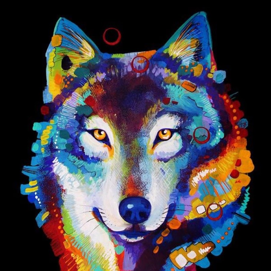 Цветные картинки волка. Разноцветный волк. Волки красивые разноцветные. Радужный волк. Волк акрилом.