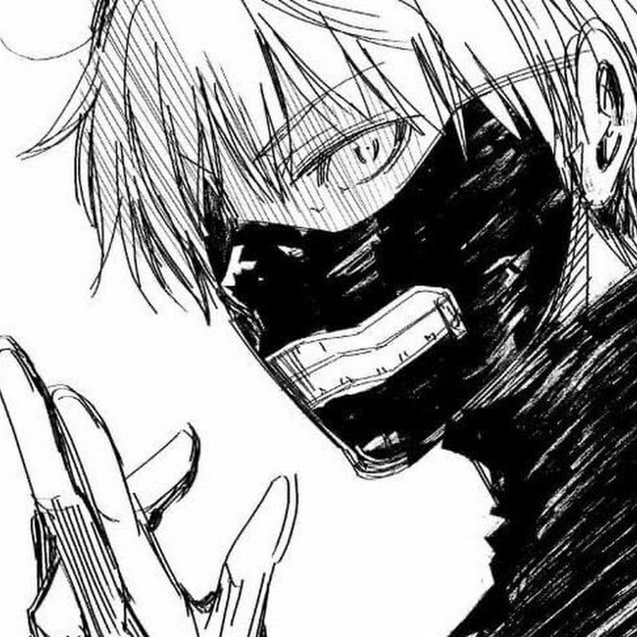 Канеки черно белый рисунок