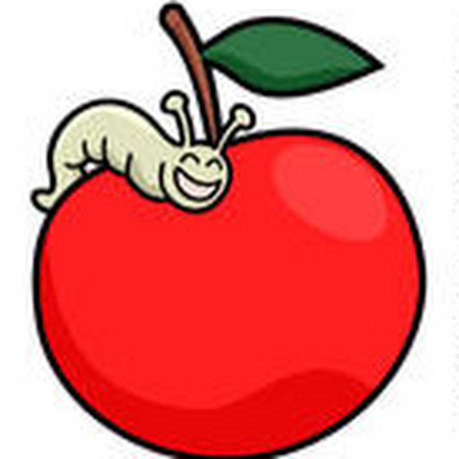 Рисование яблоко с листочком и червячком