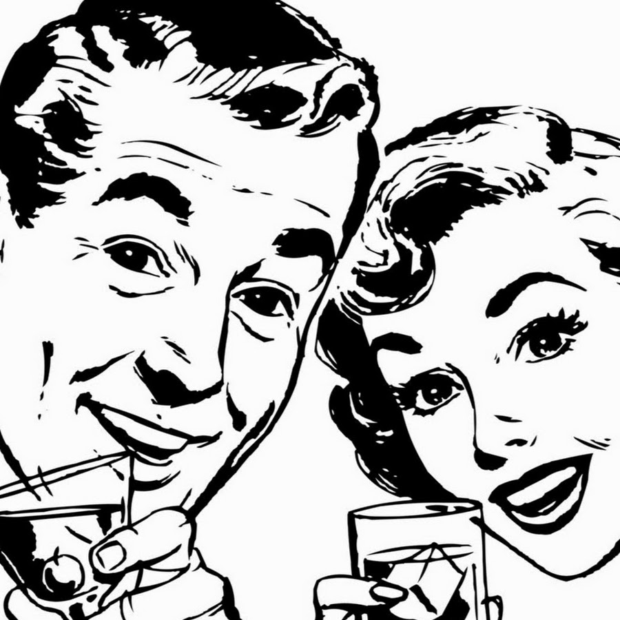 Мужчина и женщина выпивают рисунок