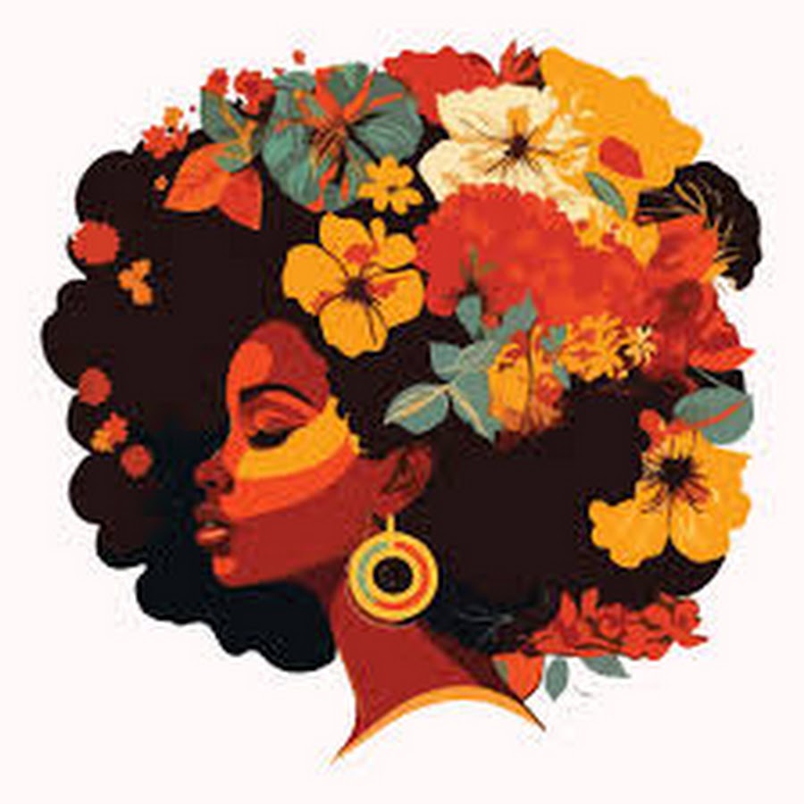 Чернокожая девушка с афро арт