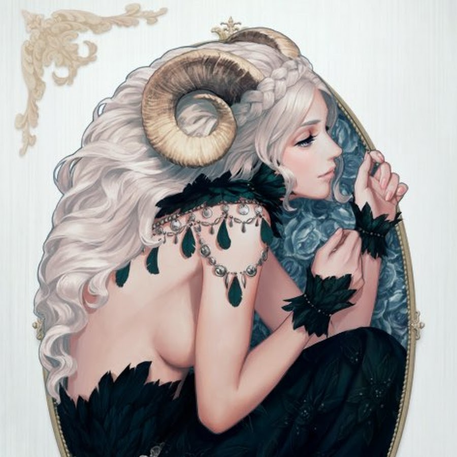 Картина девушка с рогами