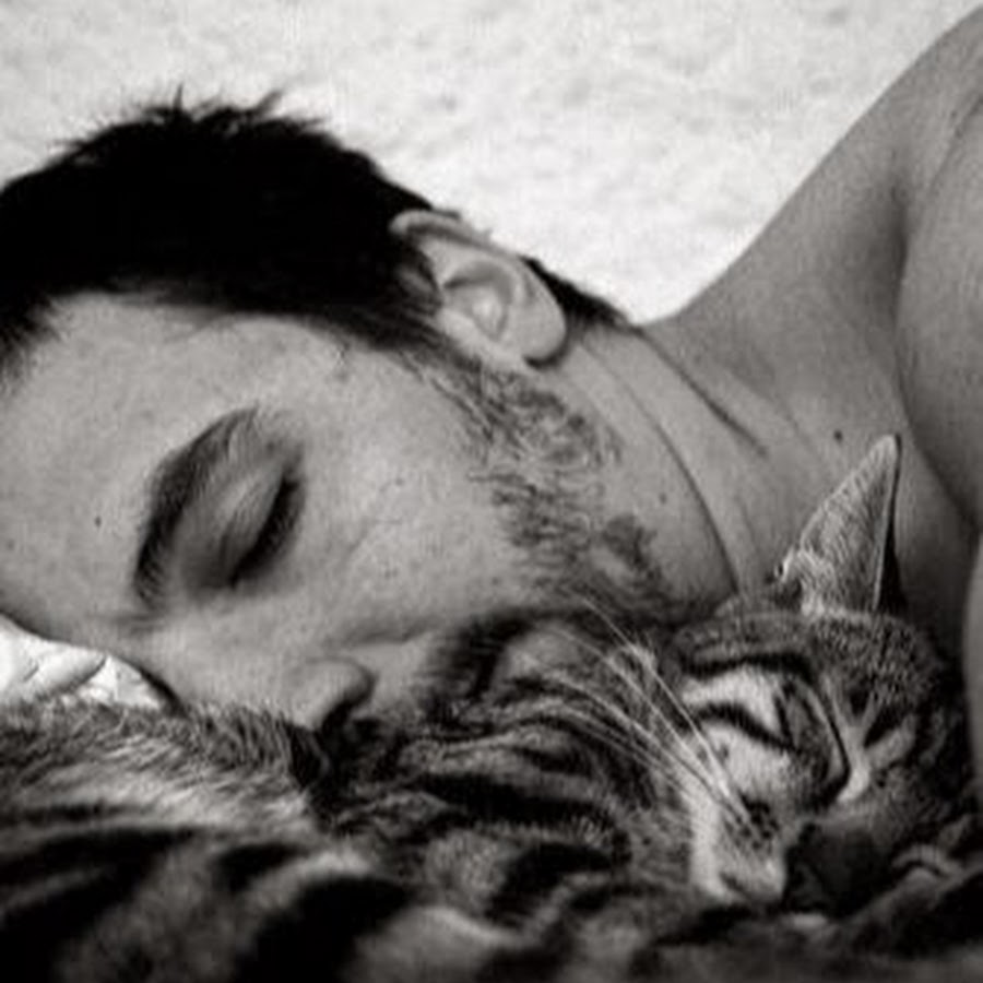 Мужчина любящий кошку. Парень лежит. Парень с котом.