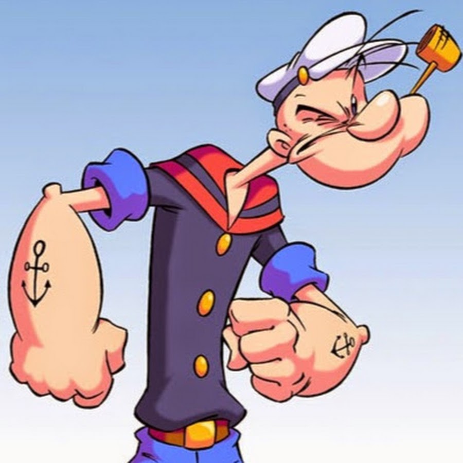 моряк попай. моряк папай. моряк дисней. мультяшный герой папай. персонаж с большими руками.