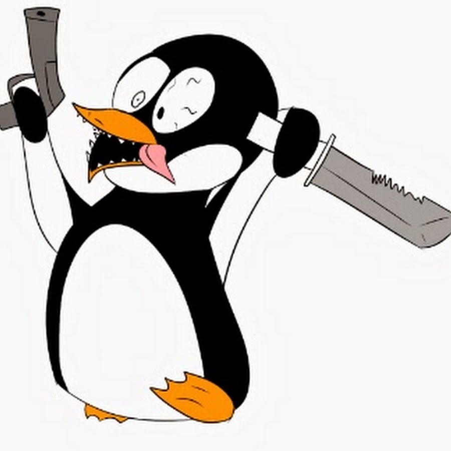 Пингвин с ножиком рисунок