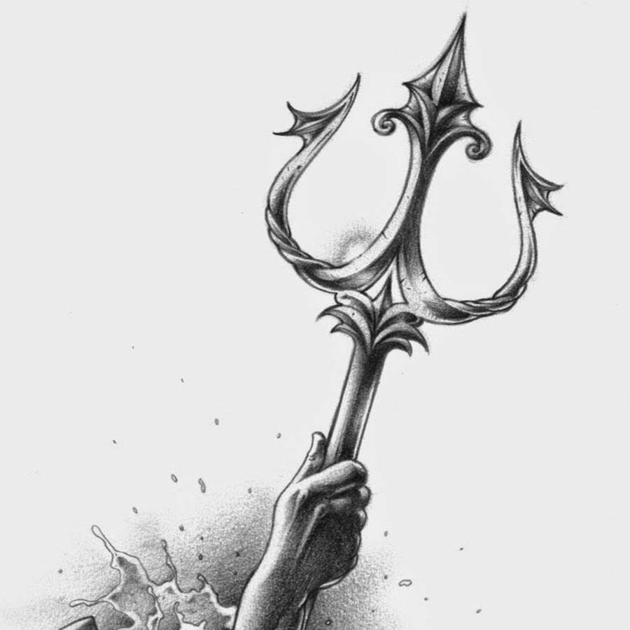 Эскиз тату посейдон с трезубцем