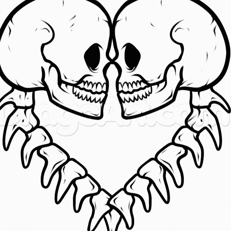 Череп и сердце эскиз