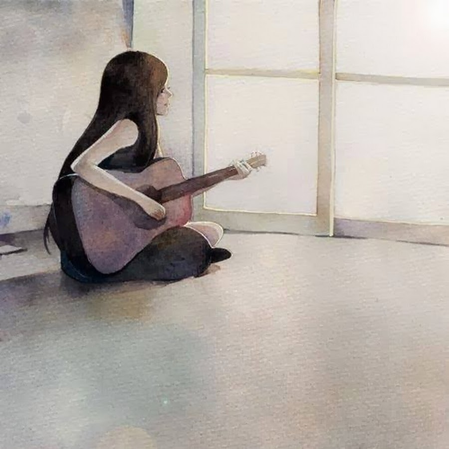 Девочка играет на гитаре рисунок