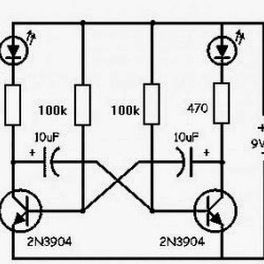 Самые популярные схемы. Мультивибратор на транзисторе 2n3904. Светодиодная мигалка схема. Мигалка на 2n3904. Схема симметричного мультивибратора.