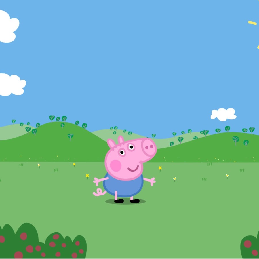 Свинка Пеппа на фоне травы