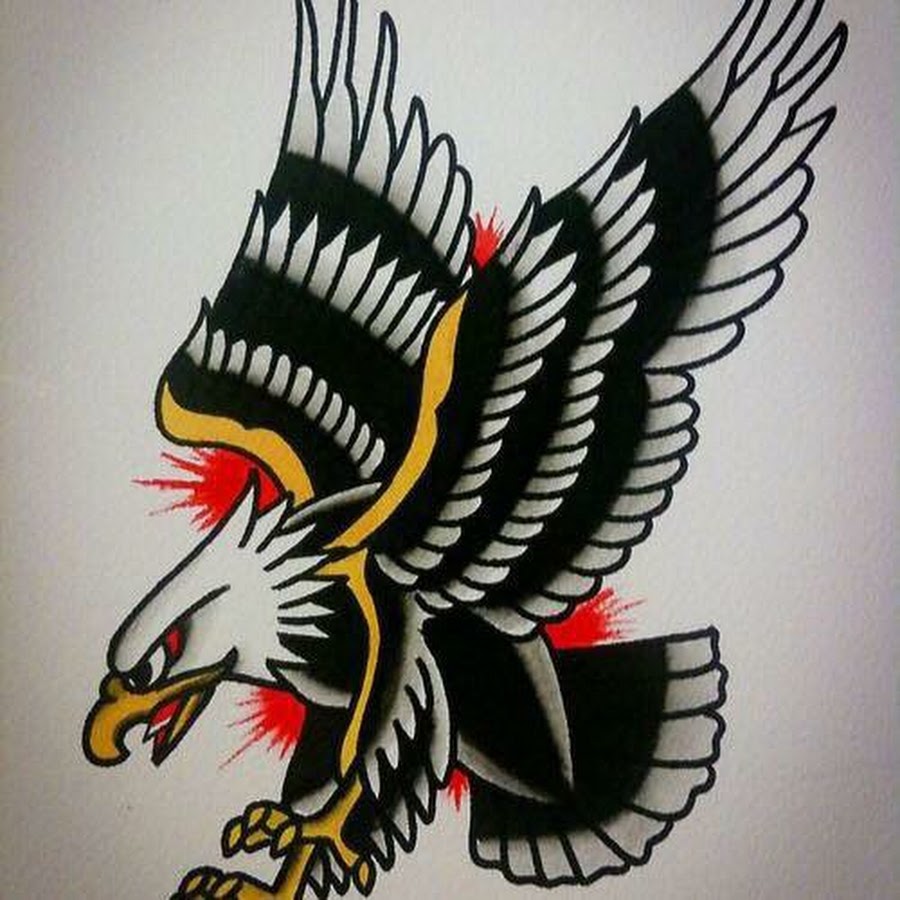 Эскиз тату орел олдскул