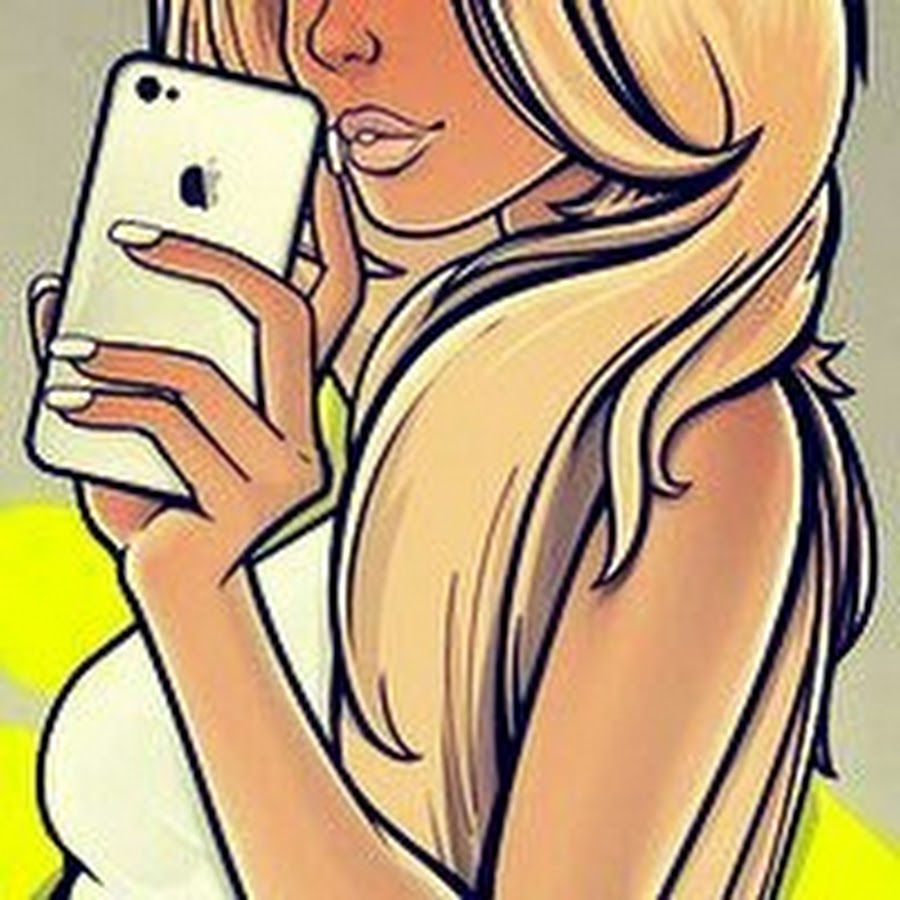 Девушка с айфоном картина